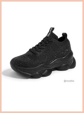 Women's Chunky Rhinestone Slip On Sneaker Mesh Athletic Walking Shoe